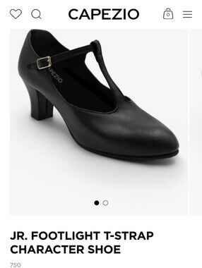 Capezio Black T‑Strap Character Heel